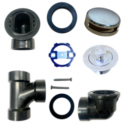 PSP0056 Bathtub Overflow, Sch. 40 ABS Plumbers Pack with  Lift & Turn Plug Bath Drain